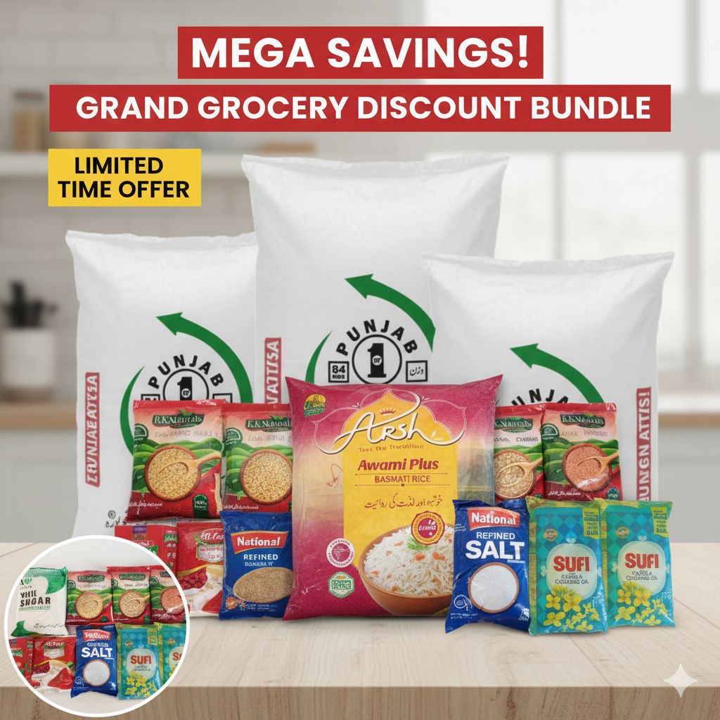 Kitchen Starter Pack - Flour, Rice, Oil, Lentils & More | Discounted Grocery Bundle (2-Person Pack)