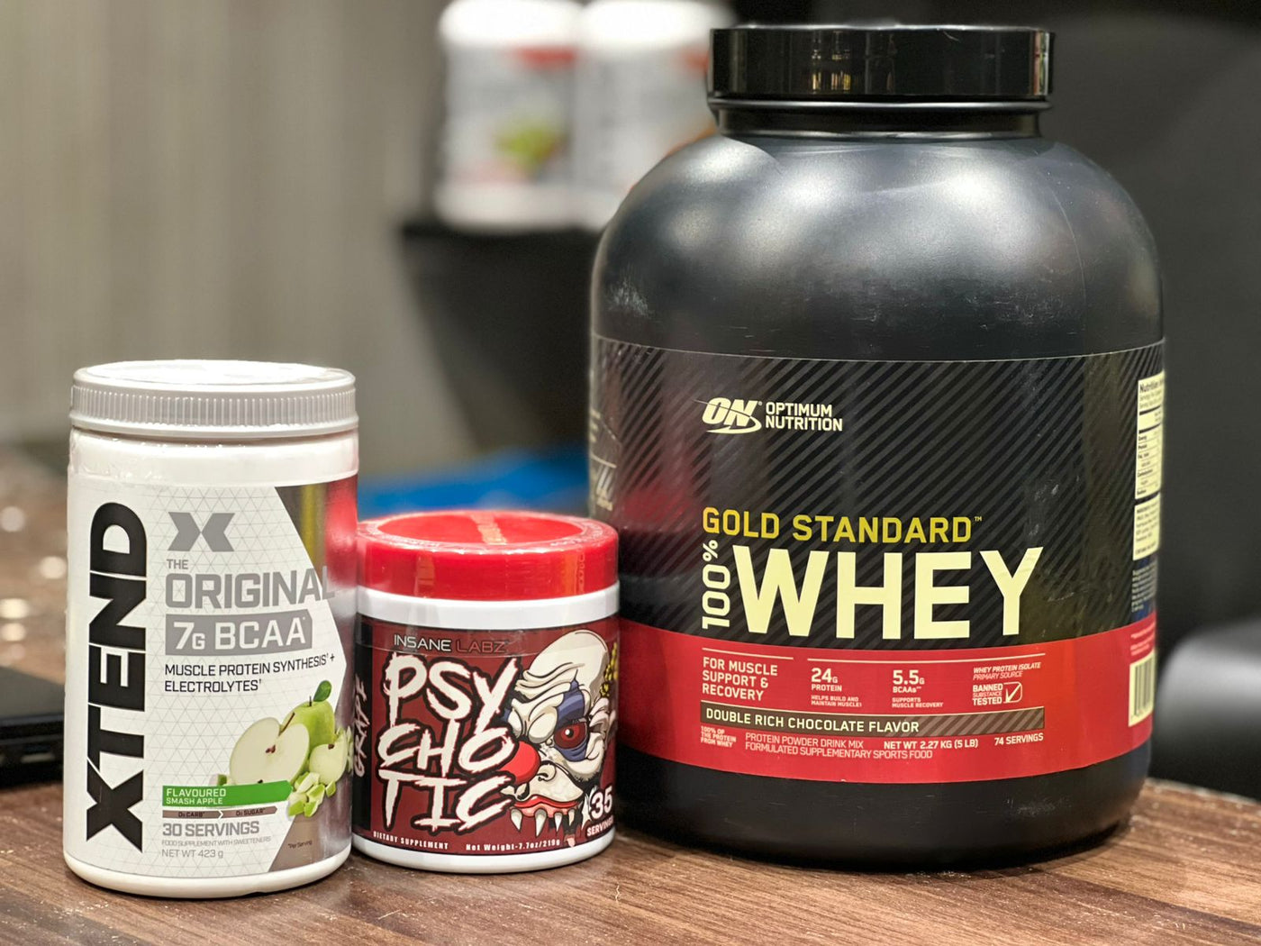 Workout Stack – Gold Standard Whey + XTEND BCAA + PSYCHOTIC Pre-Workout